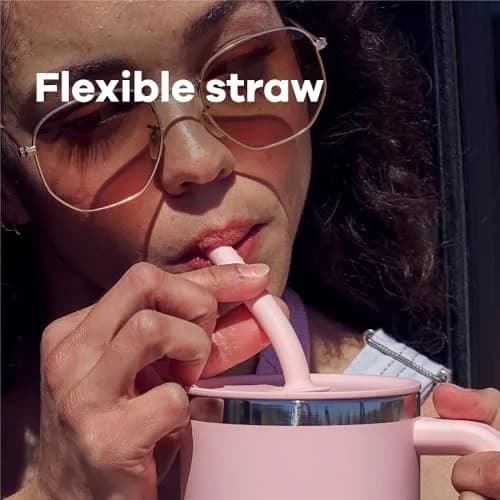 Hydro Flask Travel Tumbler with Handle, Lid and Straw - 1183 ml (40 Oz) Tonal Trillium Pink | Insulated Stainless Steel thumbnail 6