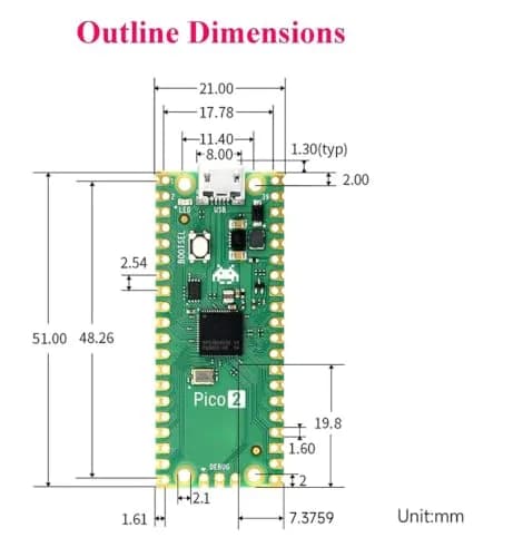 UeeKKoo Pico 2 with Yellow Pre-Soldered Header | Dual-Core Microcontroller Board for Raspberry Pi Pico 2 (150 MHz, 4MB Flash) thumbnail 8