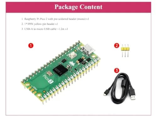 UeeKKoo Pico 2 with Yellow Pre-Soldered Header | Dual-Core Microcontroller Board for Raspberry Pi Pico 2 (150 MHz, 4MB Flash) thumbnail 2