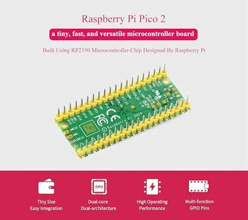 UeeKKoo Pico 2 with Yellow Pre-Soldered Header | Dual-Core Microcontroller Board for Raspberry Pi Pico 2 (150 MHz, 4MB Flash) thumbnail 3