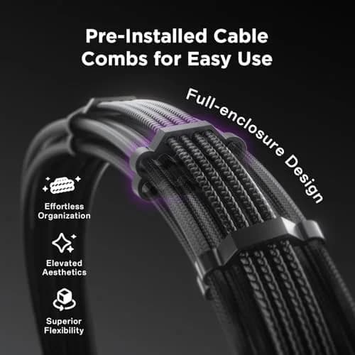 AsiaHorse 12VHPWR PSU Extension Cable Kit for RTX 50/40 Series, 16AWG Pcie 5.0 Cable Extension Kit, 30CM | Heavy-Duty Power Support thumbnail 3