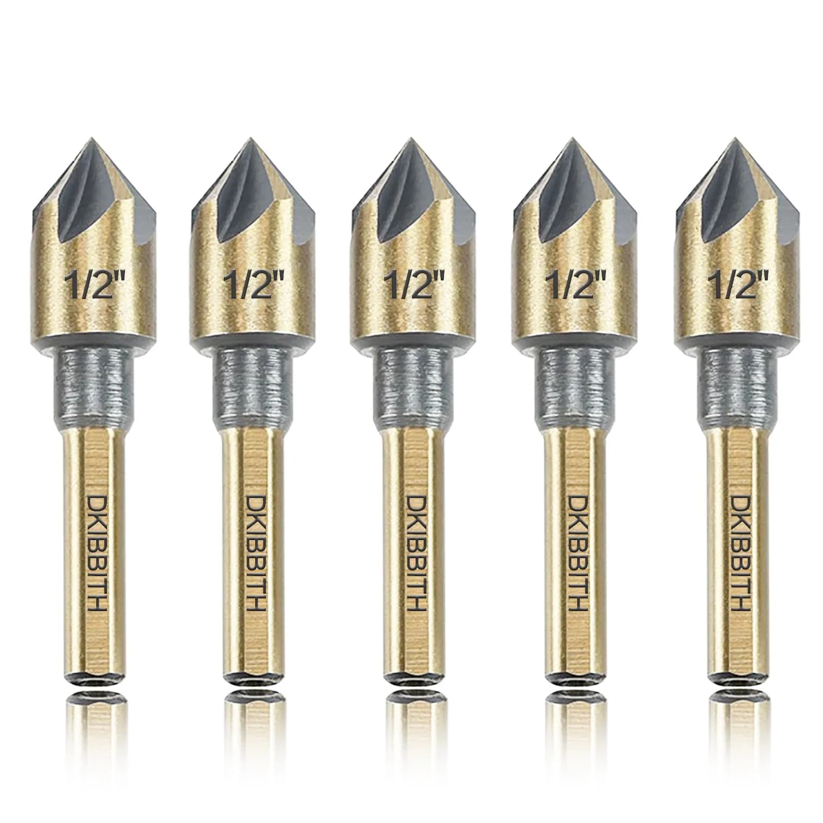 DKIBBITH Countersink Drill Bit Set 3/8" | Precise 82° High-Speed Steel Bits for Wood, Metal & Plastic — 1/2''