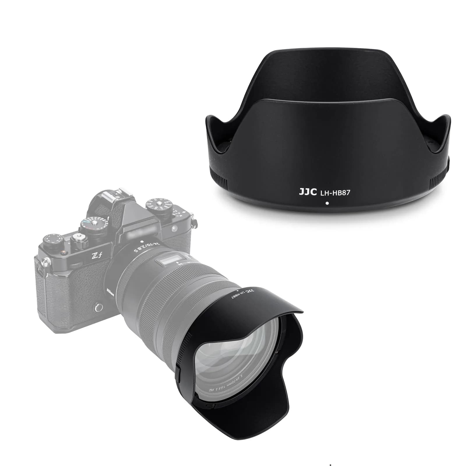 JJC Lens Hood for Nikon NIKKOR Z DX 50-250mm f/4.5-6.3 VR & Z 50mm f/1.8 S Lens | Reversible Shade Replace HB-90A — Replace Nikon HB-87