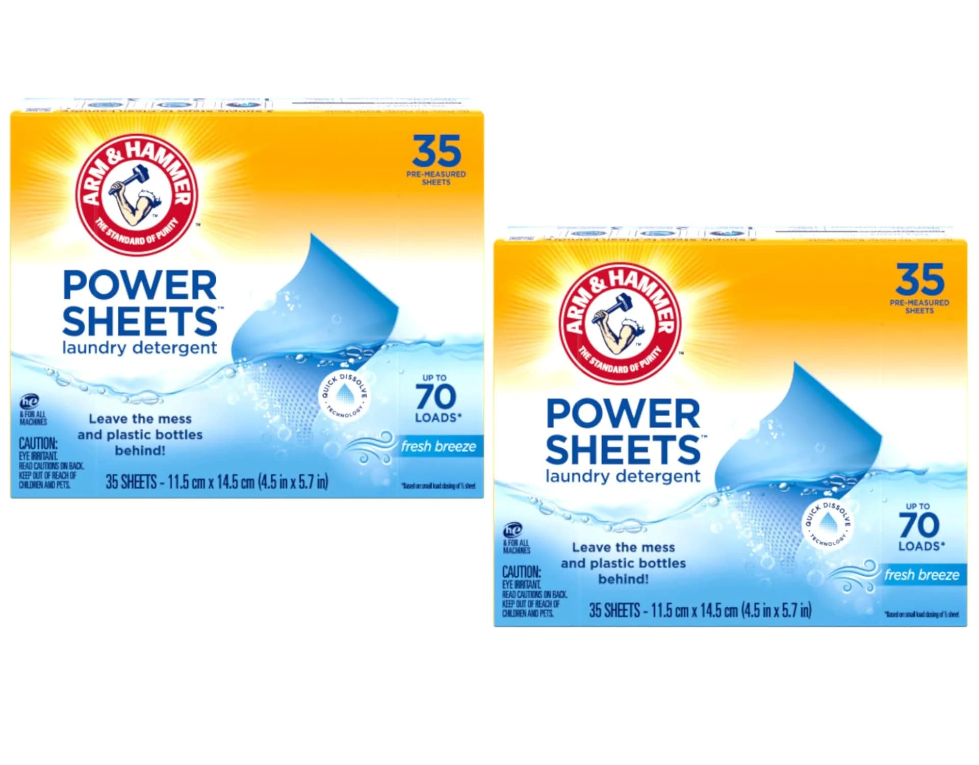 Arm & Hammer 5-in-1 Power Sheets Laundry Detergent, Fresh Linen, 50 Count | Eco-Friendly Concentrated Formula — 70 Loads