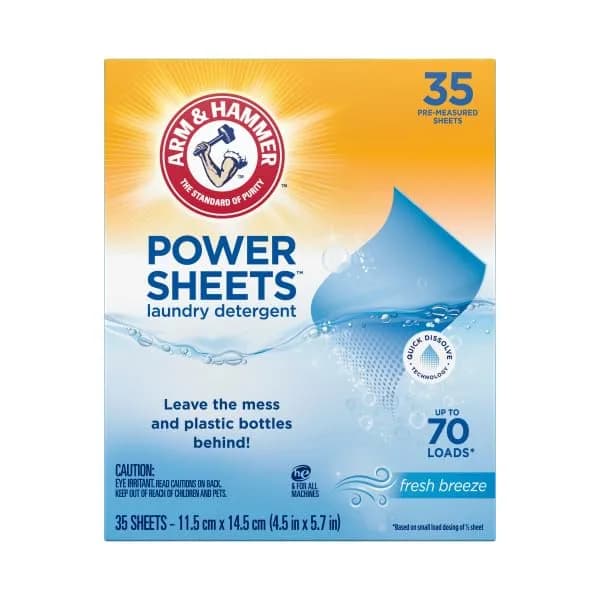 Arm & Hammer Laundry Detergent Power Sheets Fresh Breeze, 70 Loads (35 Sheets x 2 Packs) | Eco-Friendly & HE Compatible thumbnail 4