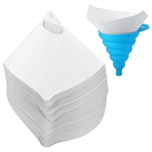 JANYUN 100Pcs Paint Filter Strainer with Blue Silicone Funnel, 190 Micron Mesh, 16.3cm x 22.2cm x 3.3cm thumbnail 1
