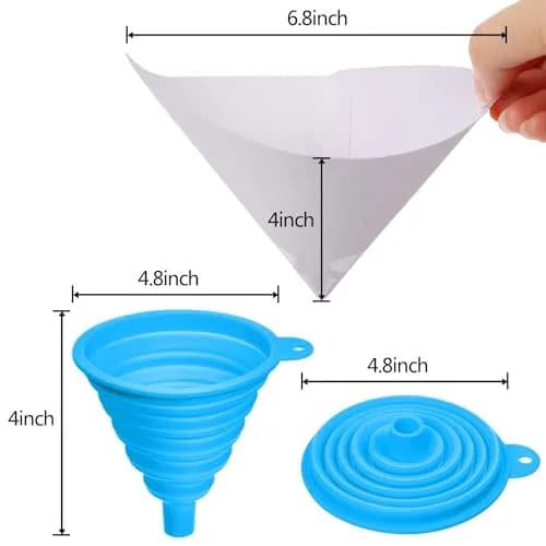 JANYUN 100Pcs Paint Filter Strainer with Blue Silicone Funnel, 190 Micron Mesh, 16.3cm x 22.2cm x 3.3cm thumbnail 2