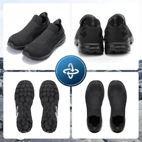 Furuian Slip On Steel Toe Safety Shoes for Men Lightweight Breathable Steel Toe Work Sneakers Comfortable Non Slip Safety Work Tennis Shoes for Men Black thumbnail 6