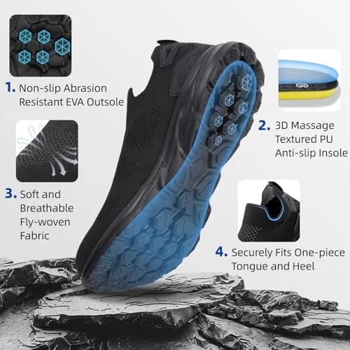 Furuian Steel Toe Safety Shoes for Men Lightweight Breathable Non Slip | Comfortable Work Sneakers (Size 10) thumbnail 3
