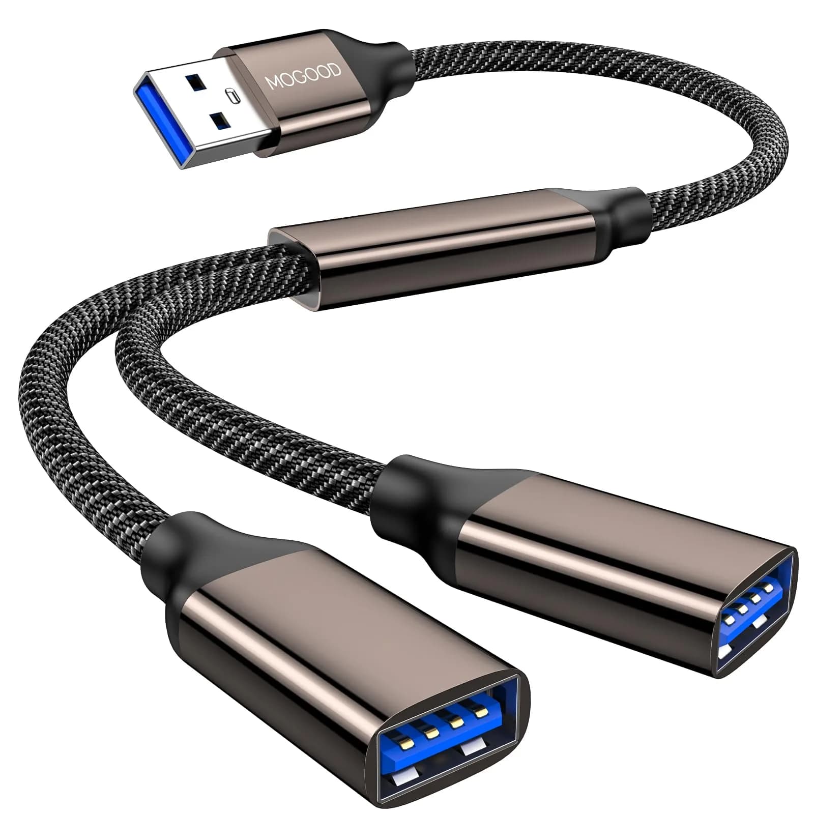 MOGOOD USB 3.0 Splitter Y Cable 25cm (9.8in) | Expands 1 USB-A to 2 Ports for Laptops & PCs - main product image
