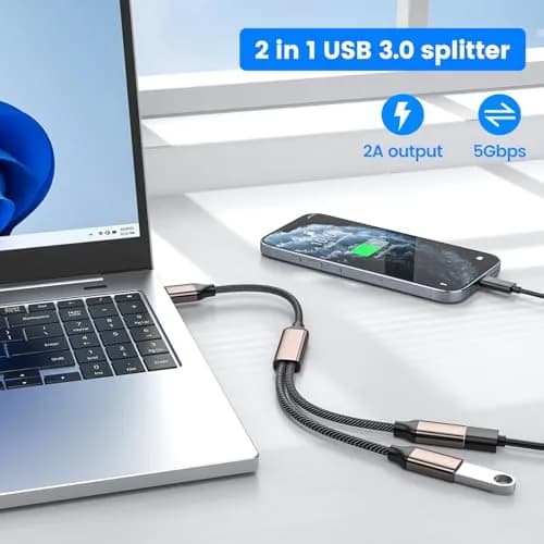 MOGOOD USB 3.0 Splitter Y Cable 25cm (9.8in) | Expands 1 USB-A to 2 Ports for Laptops & PCs thumbnail 3