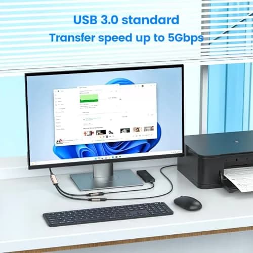 MOGOOD USB 3.0 Splitter Y Cable 10-inch, Silver | Expands 1 USB-A to 2 USB-A Ports, 5Gbps Data Transfer thumbnail 4