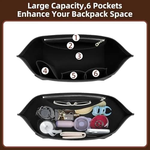 Doxo Felt Purse Organizer Insert for Longchamp Le Pliage Large Bag, Black | 27.4cm x 18.5cm x 22.1cm thumbnail 7