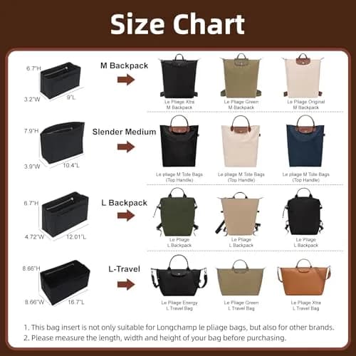 Doxo Felt Purse Organizer Insert for Longchamp Le Pliage Large Bag, Black | 27.4cm x 18.5cm x 22.1cm thumbnail 3