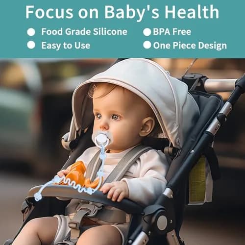 Yunaeduo Silicone Toy Straps for Baby, Toy Safety Straps for Stroller High Chair - BPA Free (Red Yellow Orange) | Adjustable Design thumbnail 4