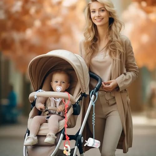 Yunaeduo Silicone Toy Straps for Baby, Toy Safety Straps for Stroller High Chair - BPA Free (Red Yellow Orange) | Adjustable Design thumbnail 7