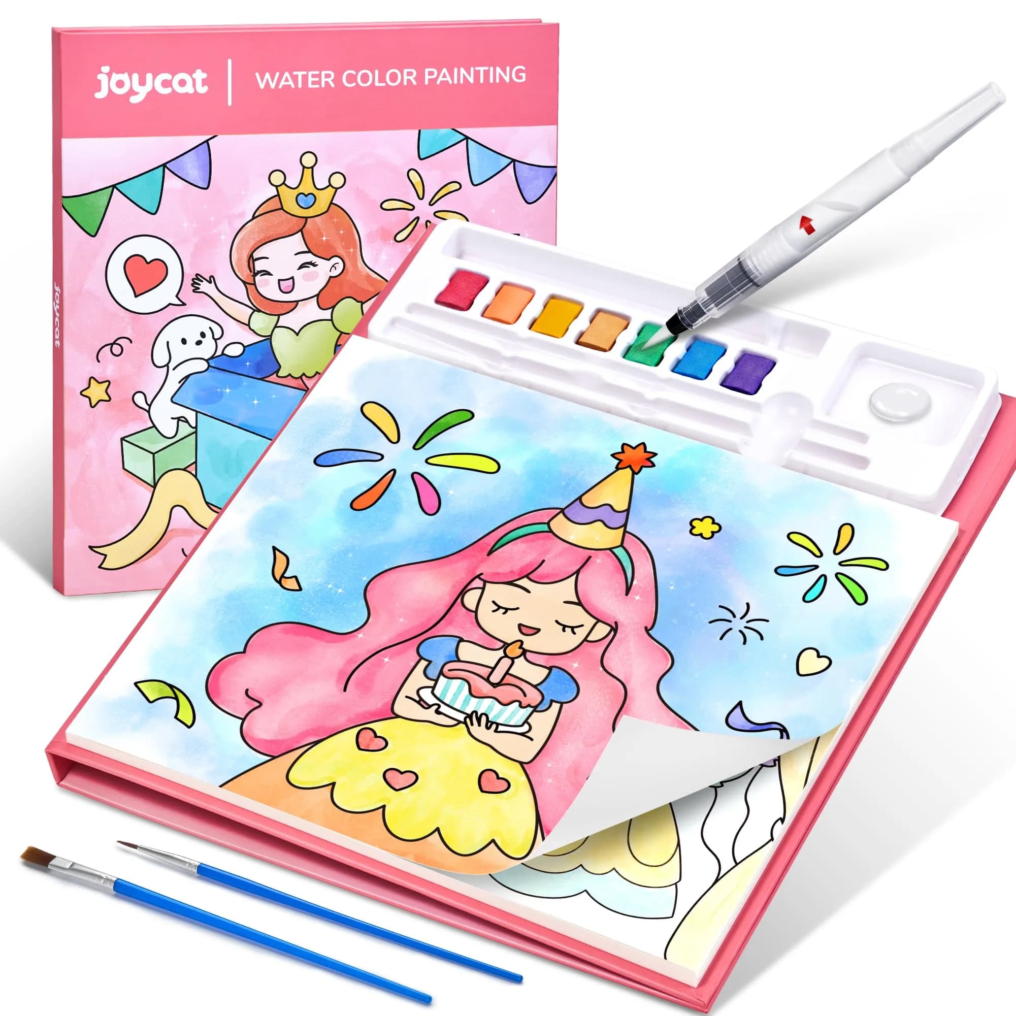 JoyCat Paint with Water Coloring Books for Toddlers (Party Style) | 20 Pages, Mess-Free Watercolor Art Activity