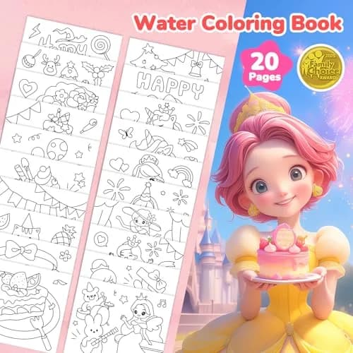 JoyCat Paint with Water Coloring Books for Toddlers (Party Style) | 20 Pages, Mess-Free Watercolor Art Activity thumbnail 2