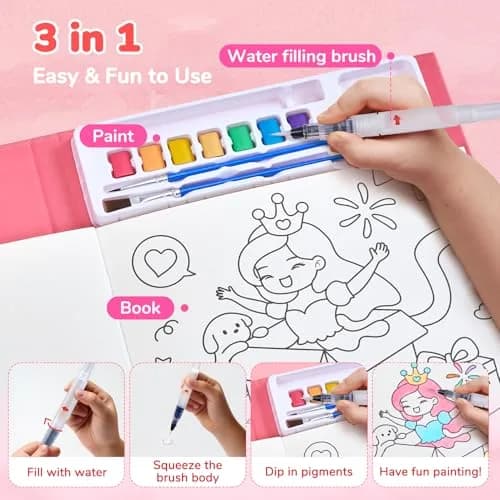 JoyCat Paint with Water Coloring Books for Toddlers (Party Style) | 20 Pages, Mess-Free Watercolor Art Activity thumbnail 3