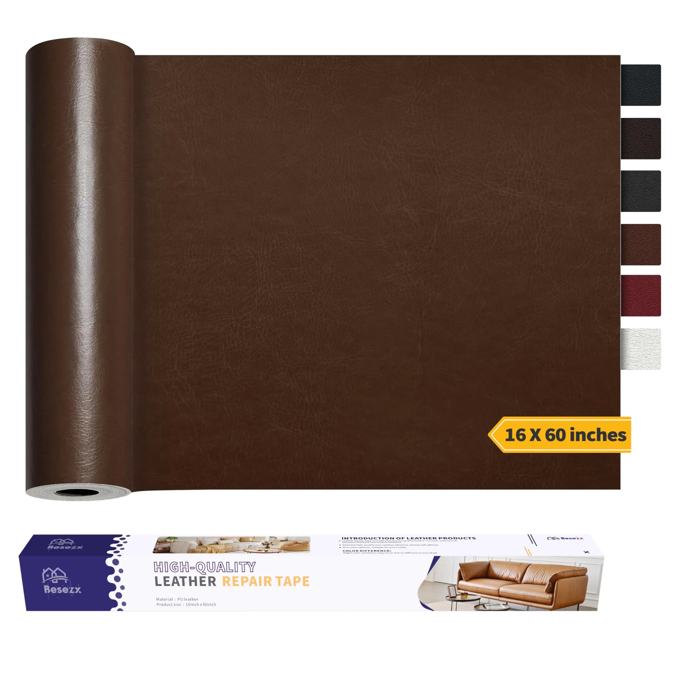 Besezx Leather Repair Patch Tape Kit Vintage Brown 152cm x 40cm (60in x 16in) | Self-Adhesive Vinyl & Leather Furniture Repair - main product image