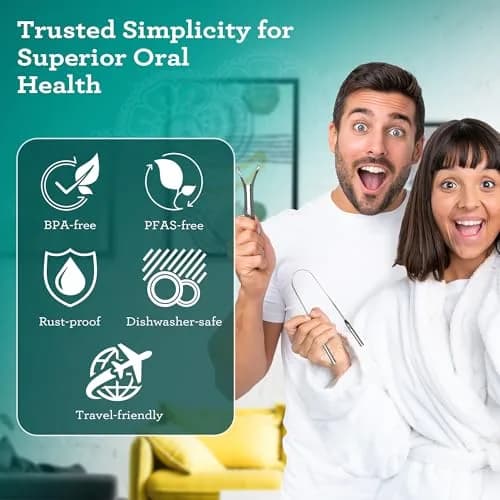 GuruNanda Stainless Steel Tongue & U-Shaped Scraper Pack (2 Pack) with Travel Case | Promotes Fresh Breath & Oral Hygiene thumbnail 6