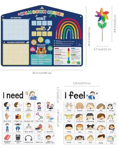 CHEFAN Calm Down Corner Set Feelings Chart for Kids Classroom | Emotional Regulation Tool thumbnail 2