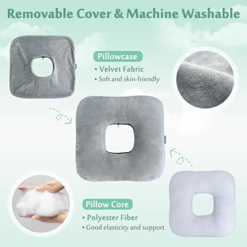 AOSSA Donut Seat Cushion for Tailbone Pain & Hemorrhoids | 40cm x 40cm (15.7" x 15.7") thumbnail 4