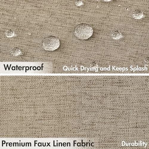 MIULEE 72"x84" Extra Long Scalloped Linen Shower Curtain Khaki | Waterproof & Elegant Bathroom Decor thumbnail 4