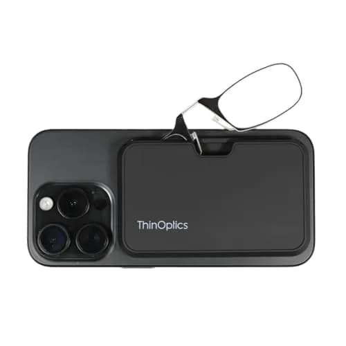 Always With You ThinOptics Readers with MagSafe Case - Armless On-Nose Glasses - Slim Phone Attachment - Black 2.5x thumbnail 2