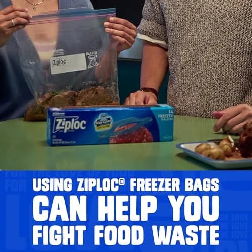 Ziploc Quart Food Storage Freezer Bags 24 Count | Stand-Up Bottom, Easy to Fill, Freezer Burn Protection thumbnail 5