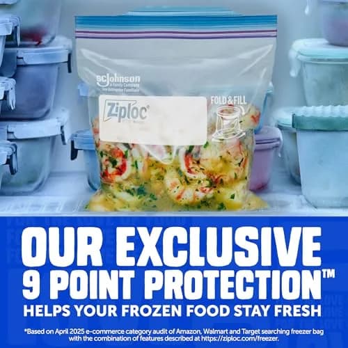 Ziploc Quart Food Storage Freezer Bags 24 Count | Stand-Up Bottom, Easy to Fill, Freezer Burn Protection thumbnail 3