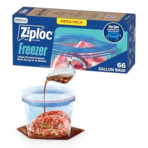 Ziploc Gallon Freezer Bags Stand-Up Bottom Easy to Fill 66 Count | Protect Food from Freezer Burn Up to 12 Weeks thumbnail 1