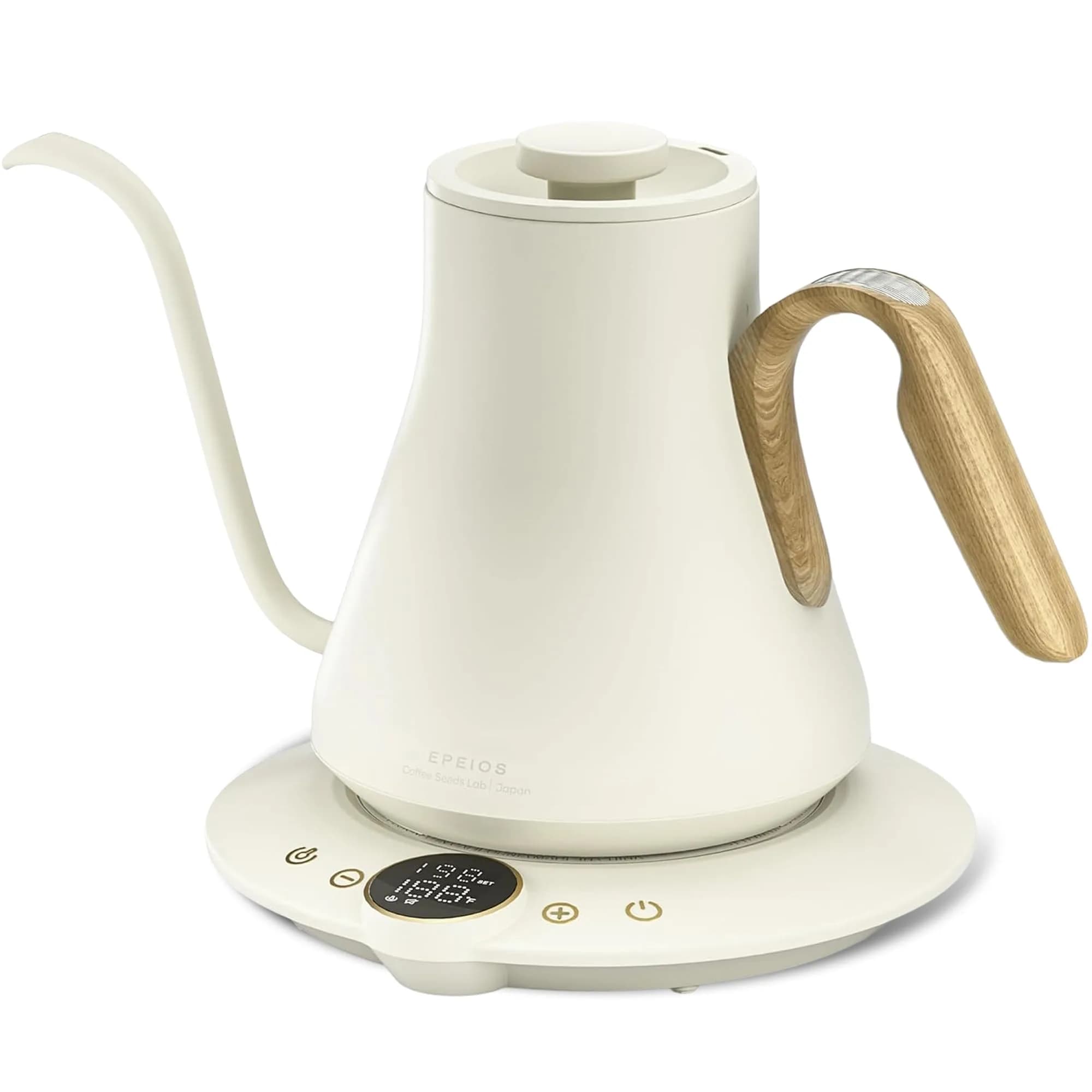 intasting Gooseneck Electric Kettle with ±1℉ Temperature Control 0.9 Liter — Morandi White