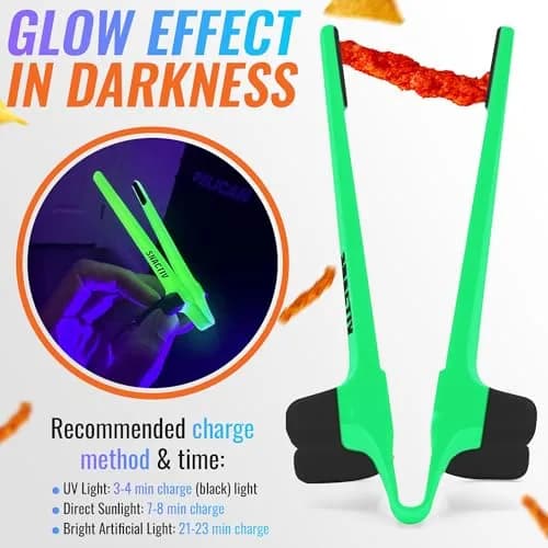 SNACTIV PRO Finger Chopsticks for Gamers - Glow in the Dark, 1 Piece | Mess-Free Snacking Solution thumbnail 2