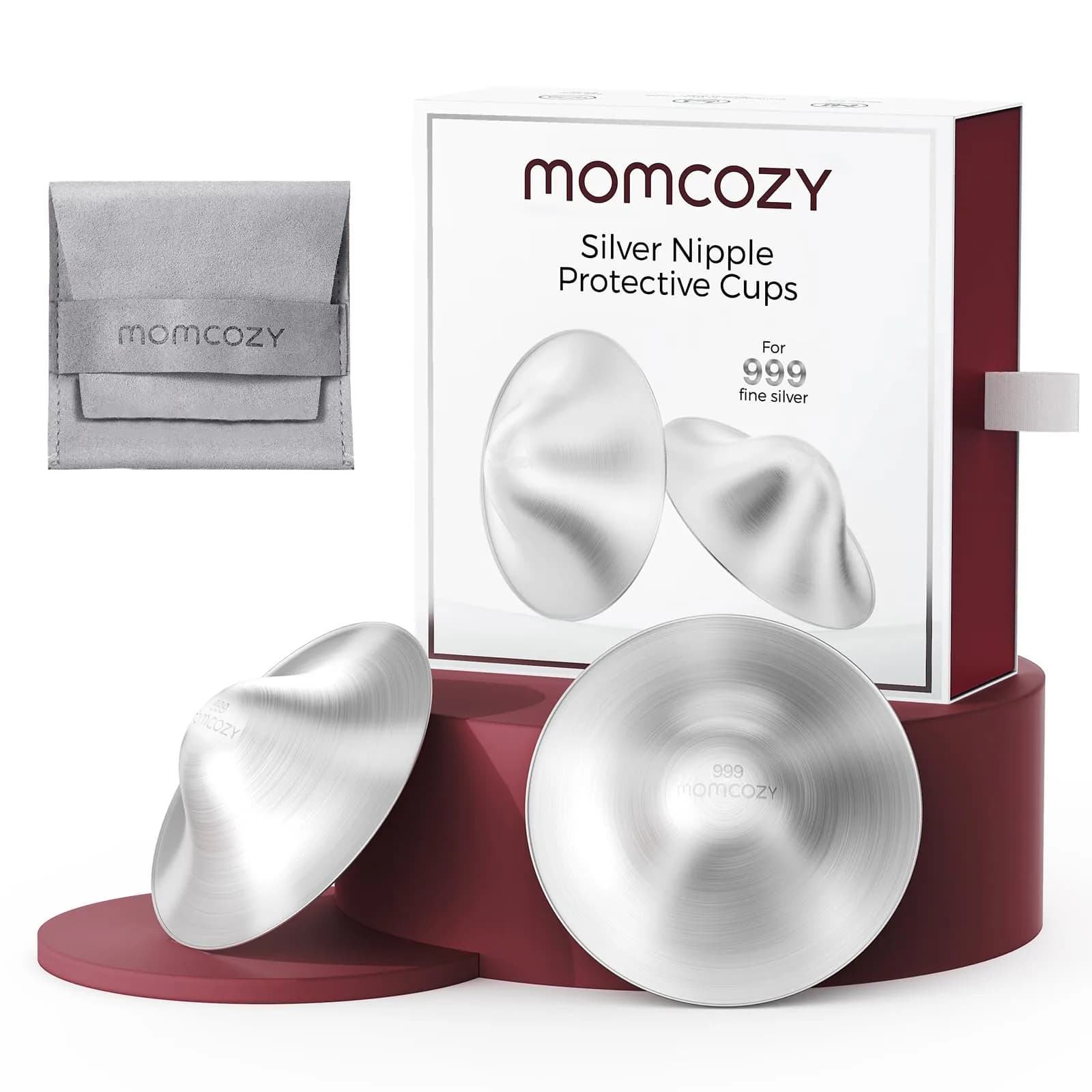 Momcozy 999 Silver Nursing Cups Regular Size | Perforated Design for Postpartum Healing — Hole-free / XL/Hole-free