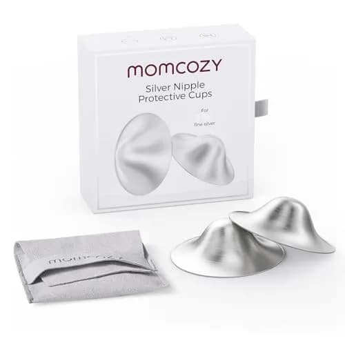 Momcozy 999 Sterling Silver Nipple Shields XXL Size | Made from 999 Sterling Silver for Breastfeeding Comfort thumbnail 1