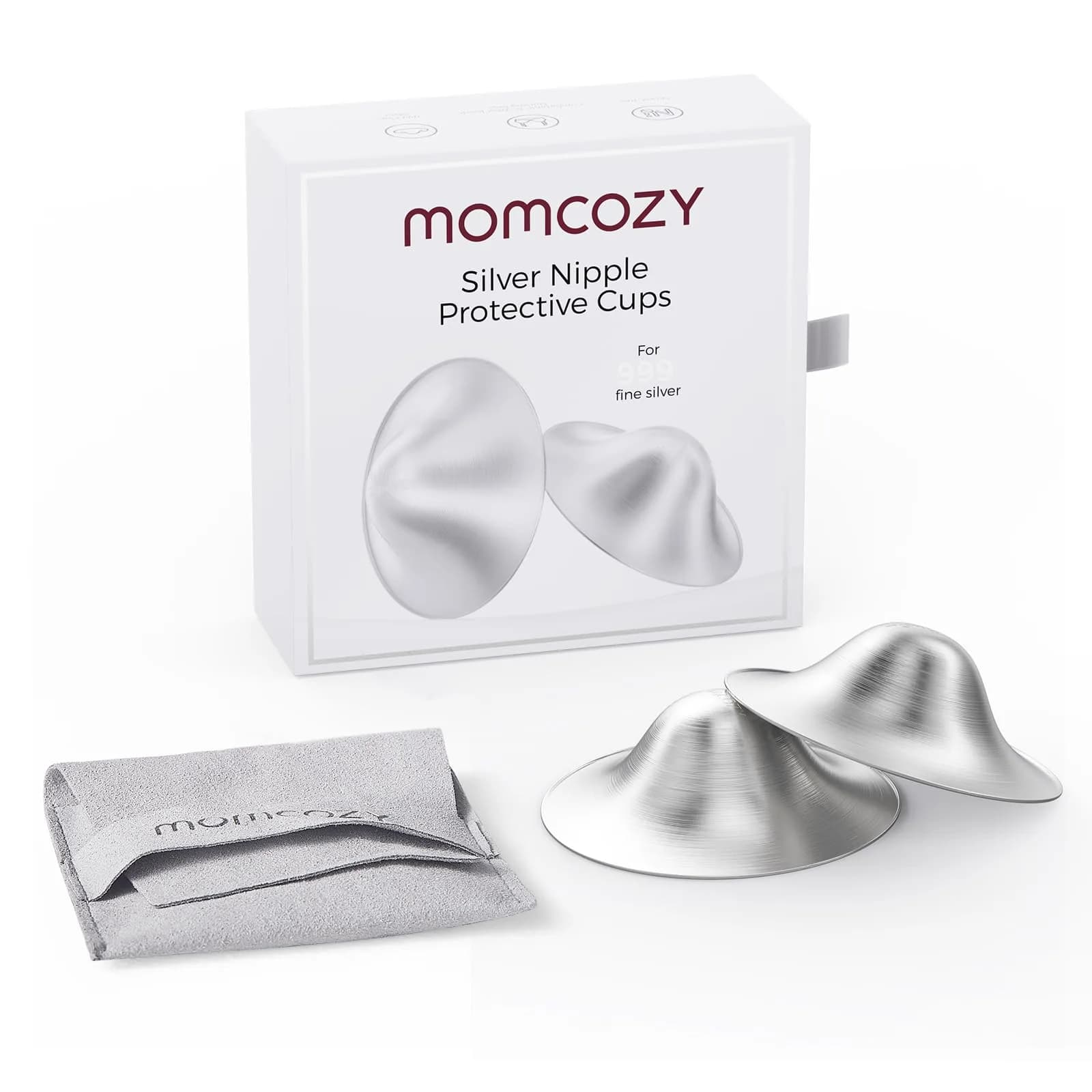 Momcozy 999 Sterling Silver Nipple Shields XXL Size | Made from 999 Sterling Silver for Breastfeeding Comfort - main product image