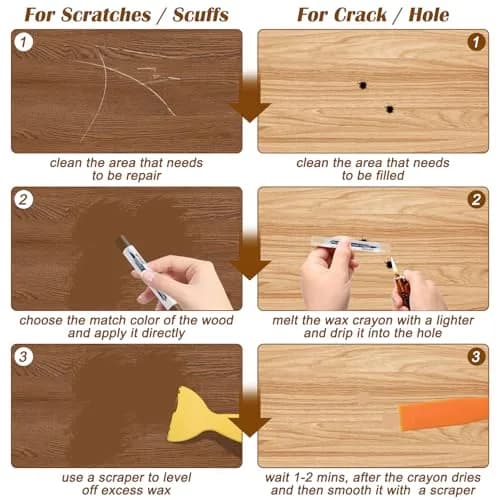 Windspeed Wood Filler Sticks with Scrapers - 20 Colors - Furniture Repair Kit for Cabinets, Floors, Baseboards thumbnail 7
