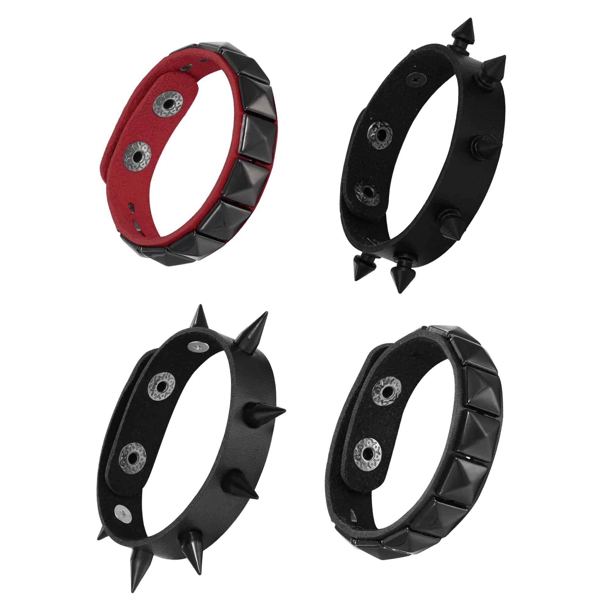 Mafnee Punk Goth Bracelet for Men & Women Leather Spike Rivet Metal Studded Wristband Black | Adjustable, Durable & Fashion-Forward