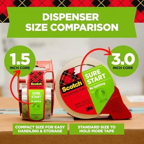 Scotch Sure Start Packing Tape Clear Quiet Unwind Easy Start 2 Rolls with Dispensers | Strong Hold for Moving Boxes thumbnail 4