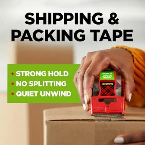 Scotch Sure Start Packing Tape Clear Quiet Unwind Easy Start 2 Rolls with Dispensers | Strong Hold for Moving Boxes thumbnail 2