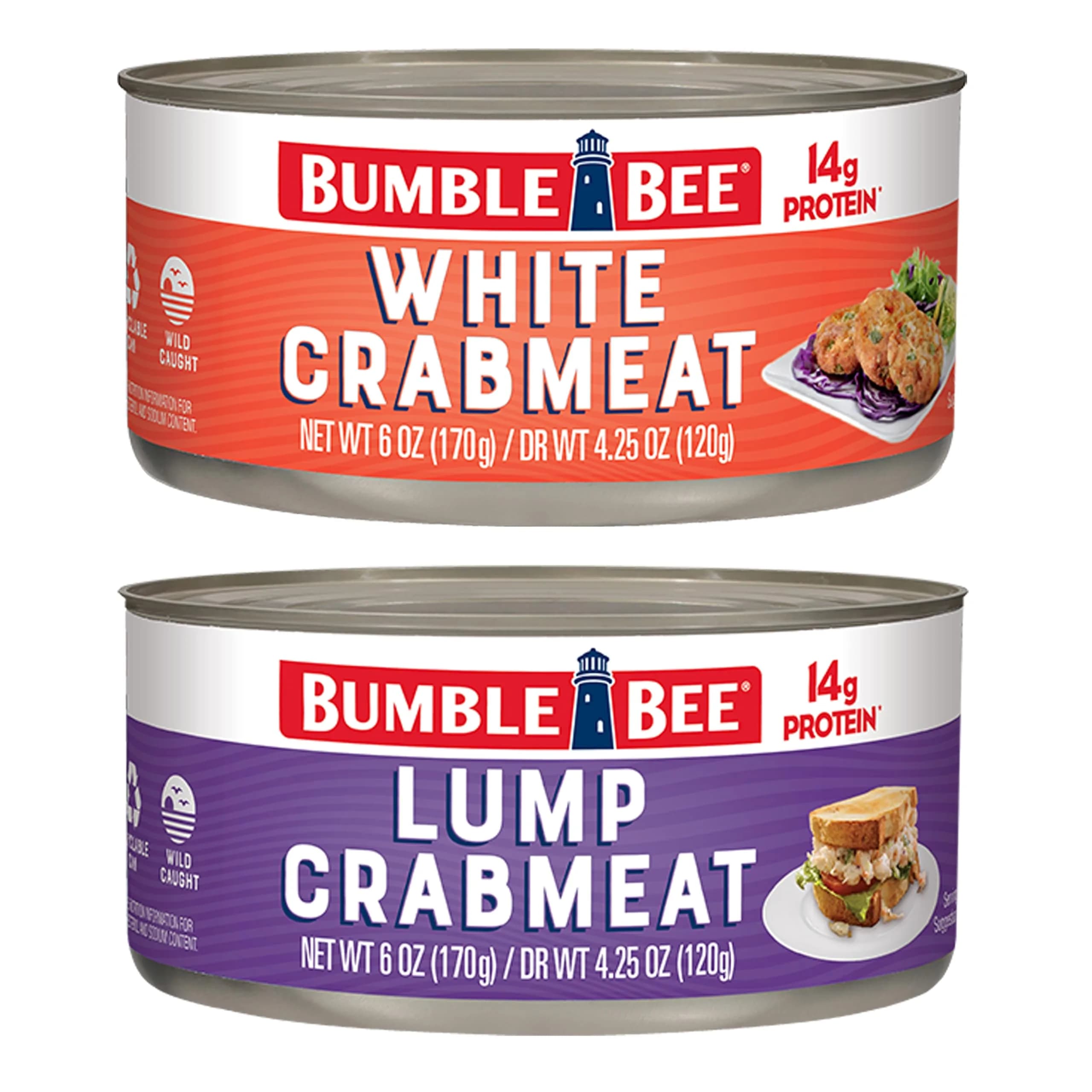 Bumble Bee White Flake Crab Meat in Water, 6 oz (Pack of 12) | 14g Protein Per Serving — 6 Ounce