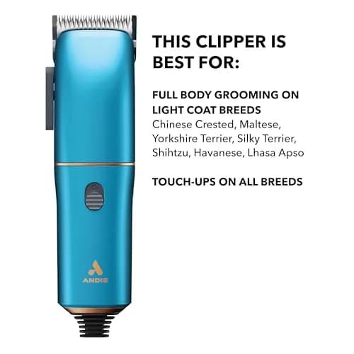 Andis Easy Clip Adjustable Blade Corded Dog Clipper 11-Pc Kit, Blue | Powerful Rotary Motor & Titanium-Coated Blades thumbnail 2