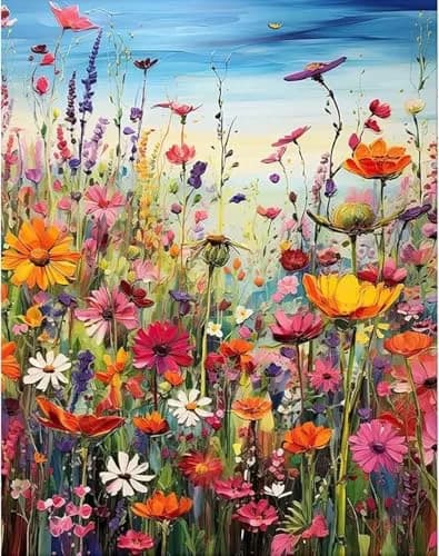 MjhRcll Flowers Cross Stitch Kit 30cm x 40cm | Beginner-Friendly Embroidery for Home Decor thumbnail 1