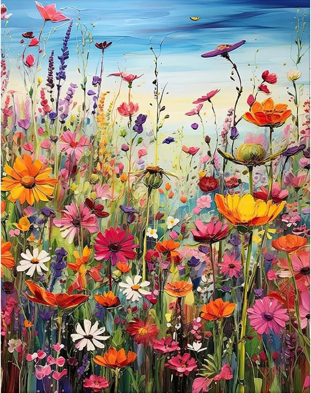 MjhRcll Flowers Cross Stitch Kit 30cm x 40cm | Beginner-Friendly Embroidery for Home Decor
