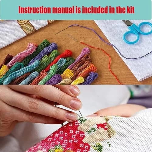 MjhRcll Flowers Cross Stitch Kit 12x16 Inch | Easy for Beginners, Cotton Fabric, Daisy Design thumbnail 6