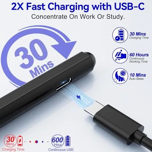 Arsandyn Surface Pen Stylus for Surface Pro 11/9/10/8/X/7/6/5/4/3, USB-C Fast Charge, 4096 Pressure Levels | Compatible with Surface Go/Laptop/Studio & Other Brands thumbnail 5