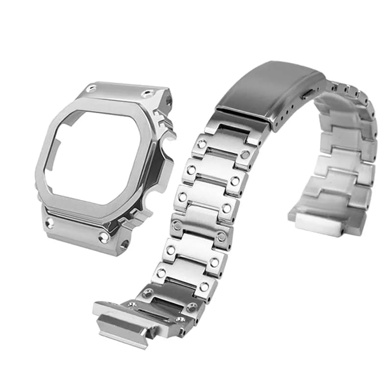 BMT DW5600 Case Band Mod Kit | Stainless Steel Bezel Strap for Casio G-shock (Silver) thumbnail 2