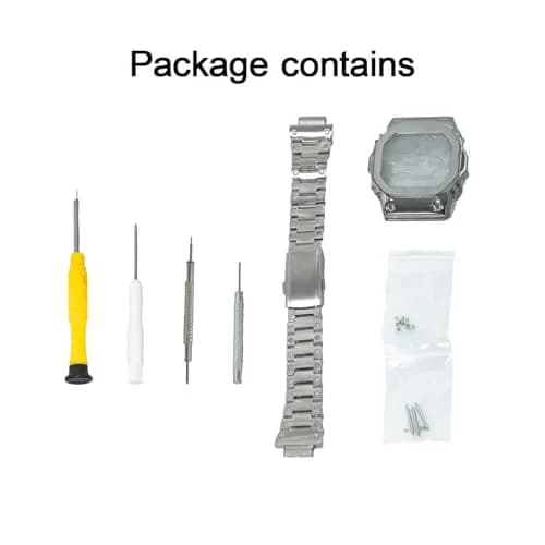 BMT DW5600 Case Band Mod Kit | Stainless Steel Bezel Strap for Casio G-shock (Silver) thumbnail 11