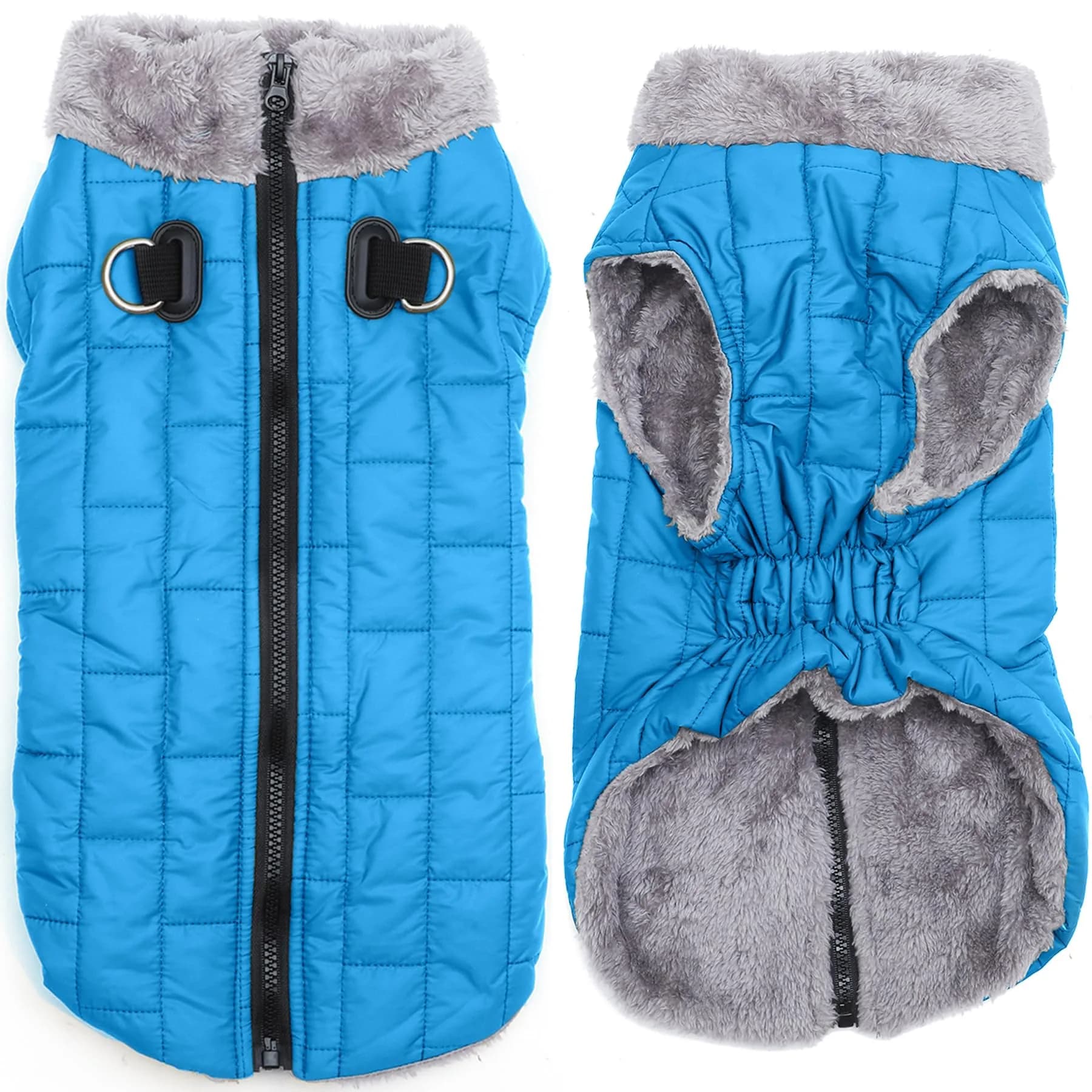 JoyDaog Blue Fleece Dog Jacket with Harness for Small Dogs, Size S (12.5"-15.9" Chest) | Winter Warmth & Windproof Protection